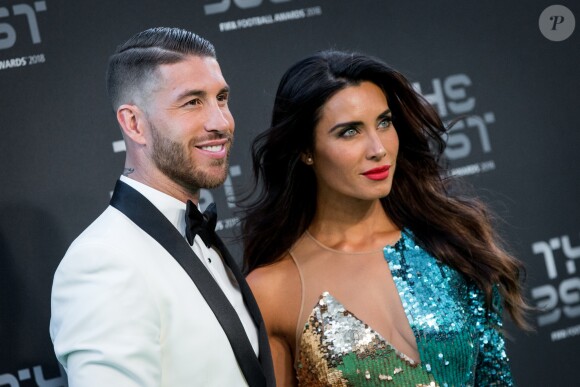 Sergio Ramos et sa femme Pilar Rubio (dans une robe Elisabetta Franchi) à la cérémonie des Best FIFA Football Awards, le 24 septembre 2018 à Londres.