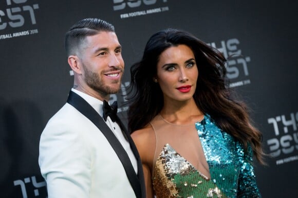 Sergio Ramos et sa femme Pilar Rubio (dans une robe Elisabetta Franchi) à la cérémonie des Best FIFA Football Awards, le 24 septembre 2018 à Londres.