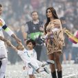 Sergio Ramos, sa femme Pilar Rubio et leurs enfants Alejandro, Sergio et Marco lors de la victoire du Real Madrid en Ligue des Champions à Madrid le 27 mai 2018