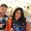 Sergio Ramos et sa femme Pilar Rubio dans l'avion pour Londres le 24 septembre 2018, se rendant à la cérémonie des Best FIFA Football Awards. Photo Instagram.