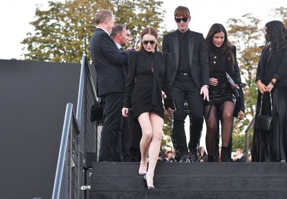 Lindsay Lohan et son frère Dakota Lohan - Défilé de mode "Saint-Laurent" PAP printemps-été 2019 au Trocadéro devant la Tour Eiffel à Paris le 25 septembre 2018