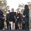 Salma Hayek, François-Henri Pinault et Lindsay Lohan - Défilé de mode "Saint-Laurent" PAP printemps-été 2019 au Trocadéro devant la Tour Eiffel à Paris le 25 septembre 2018