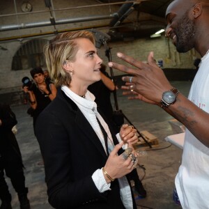 Cara Delevingne et Virgil Abloh (fondateur et designer de Off White) - Coulisses du défilé Off-White™ collection prêt-à-porter printemps-été 2019 lors de la Fashion Week de Paris, le 27 septembre 2018. © Ramsamy Veeren/Bestimage