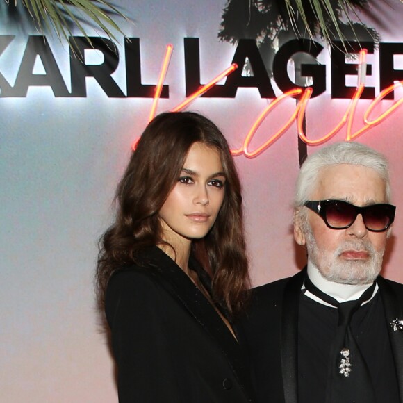 Kaia Gerber et Karl Lagerfeld - Cocktail de lancement de la collection capsule Karl Lagerfeld x Kaia de Kaia Gerber et Karl Lagerfeld à la boutique Karl Lagerfeld dans le 7e arrondissement. Paris, le 2 octobre 2018. © Denis Guignebourg/Bestimage