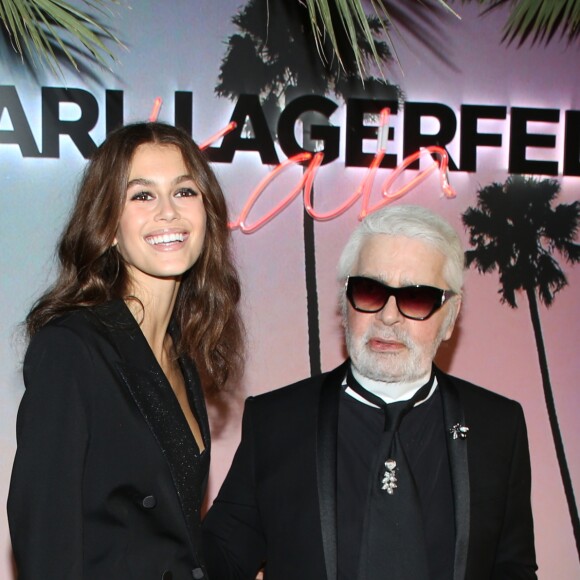 Kaia Gerber et Karl Lagerfeld - Cocktail de lancement de la collection capsule Karl Lagerfeld x Kaia de Kaia Gerber et Karl Lagerfeld à la boutique Karl Lagerfeld dans le 7e arrondissement. Paris, le 2 octobre 2018. © Denis Guignebourg/Bestimage