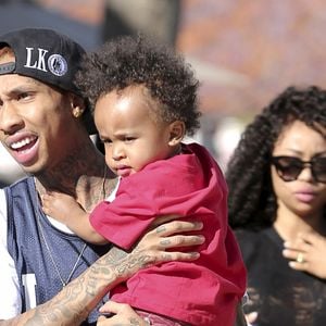 Tyga, Blac Chyna et leur fils King Cairo à Calabasas, Los Angeles. Mars 2014.