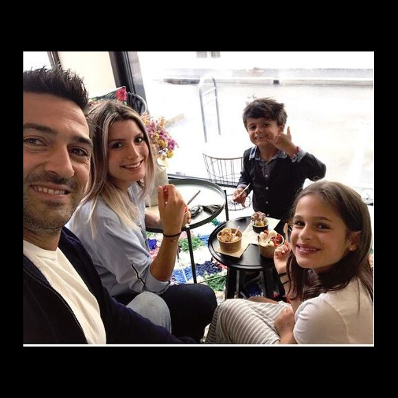Jean-Pascal Lacoste, sa compagne Delphine Tellier et ses deux enfants, Kylie et Maverick - Instagram, 2018