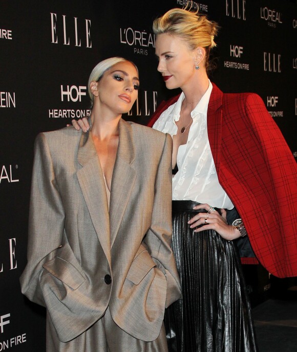 Lady Gaga, Charlize Theron à la 25ème soirée annuelle ELLE Women à l'hôtel Four Seasons à Hollywood, le 15 octobre 2018.