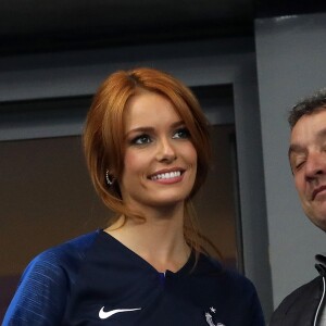 Maëva Coucke (Miss France 2018) dans les tribunes du stade de France lors du match de ligue des nations opposant la France à l'Allemagne à Saint-Denis, Seine Saint-Denis, France, le 16 octobre 2018.