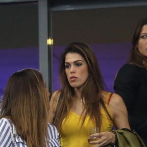 Iris Mittenaere (Miss France, Miss Univers 2016 et Danse avec les Stars 2018) dans les tribunes du stade de France lors du match de ligue des nations opposant la France à l'Allemagne à Saint-Denis, Seine Saint-Denis, France, le 16 octobre 2018.