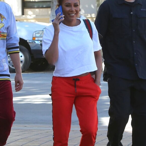 Mel B (Melanie Brown) et son meilleur ami Gary Madatyan arrivent à l'enregistrement de l'émission America's Got Talent à Los Angeles. Mel B se retrouve au coeur d'un nouveau scandale. L'ancienne Scary Spice est accusée par un mannequin de l'avoir agressé. Le 17 octobre 2018 à Los Angeles.