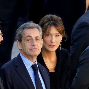 Nicolas Sarkozy et Carla Bruni Sarkozy - Arrivées à l'hommage national à Charles Aznavour à l'Hôtel des Invalides à Paris. Le 5 octobre 2018 © Jacovides-Moreau / Bestimage