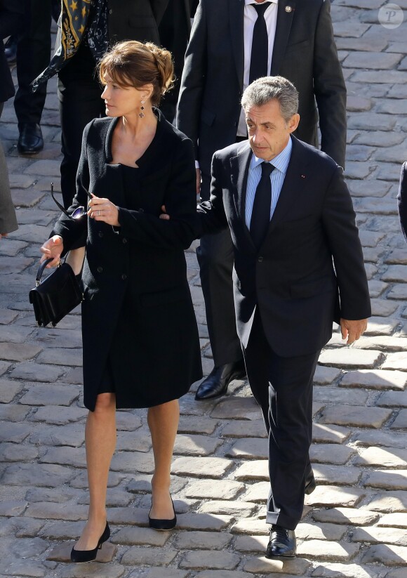 Nicolas Sarkozy et Carla Bruni Sarkozy - Arrivées à l'hommage national à Charles Aznavour à l'Hôtel des Invalides à Paris. Le 5 octobre 2018 © Jacovides-Moreau / Bestimage
