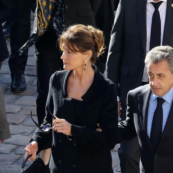 Nicolas Sarkozy et Carla Bruni Sarkozy - Arrivées à l'hommage national à Charles Aznavour à l'Hôtel des Invalides à Paris. Le 5 octobre 2018 © Jacovides-Moreau / Bestimage