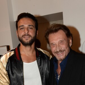 Exclusif - Yodelice (Maxim Nucci) et Johnny Hallyday à Paris le 4 mars 2016.