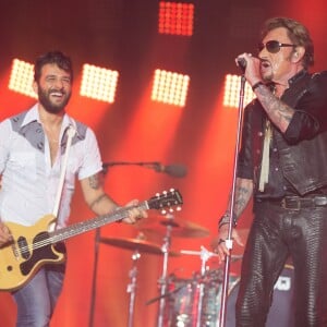 Exclusif - Maxim Nucci - Johnny Hallyday en concert au Big Festival à Biarritz. Le 17 juillet 2015