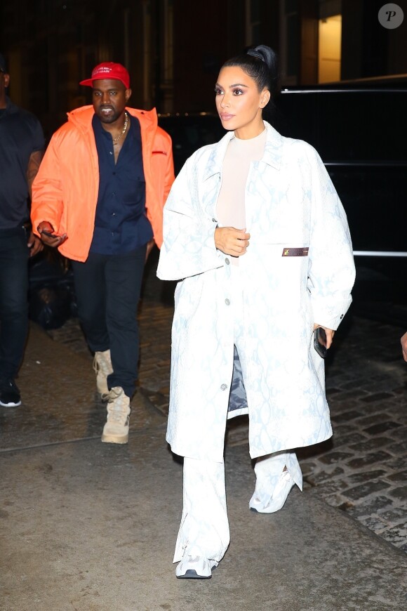 Exclusif - Kim Kardashian et son mari Kanye West arrivent à leur hôtel après avoir diner à New York, le 29 septembre 2018