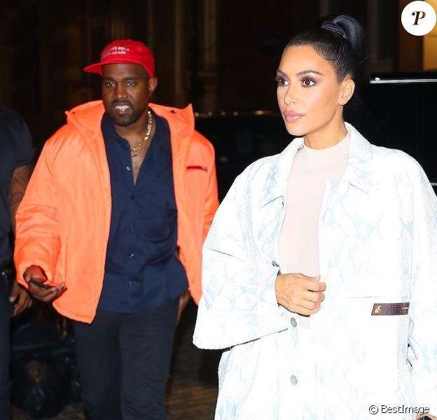 Exclusif - Kim Kardashian et son mari Kanye West arrivent à leur hôtel après avoir diner à New York, le 29 septembre 2018