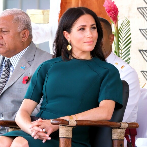Meghan Markle, duchesse de Sussex (enceinte) assiste à une cérémonie traditionnelle fidjienne à la dernière étape de leur voyage officiel aux Fidji, à Nadi, Fidji, le 25 octobre 2018.