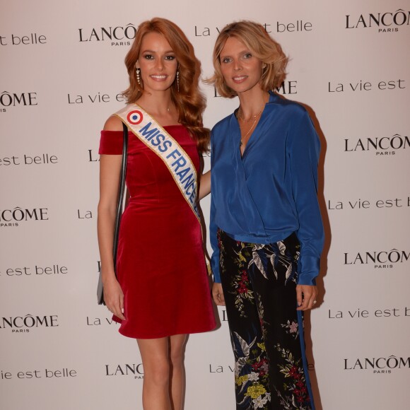 Exclusif - Exclusif - Maëva Coucke (Miss France 2018), Sylvie Tellier (Miss France 2002) Soirée Lancôme pour célébrer la nouvelle communication du parfum Iconique "La Vie est Belle" à l'hôtel Mona Bismarck à Paris le 12 septembre 2018.© Rachid Bellak / Bestimage