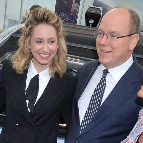 Jazmin Grace Grimaldi avec son père le prince Albert II de Monaco le 11 avril 2018 en principauté lors du salon EVER Monaco dédié aux véhicules écologiques et aux énergies renouvelables. © Michael Alesi/Bestimage