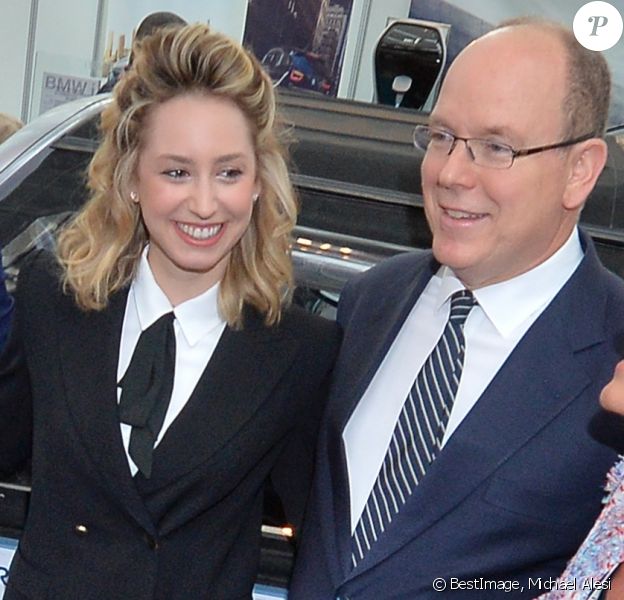 Jazmin Grace Grimaldi avec son père le prince Albert II de Monaco le 11 avril 2018 en principauté lors du salon EVER Monaco dédié aux véhicules écologiques et aux énergies renouvelables. © Michael Alesi/Bestimage