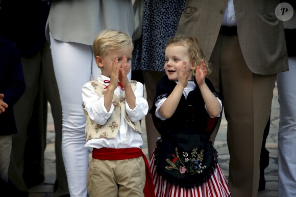 Le prince Jacques de Monaco et la princesse Gabriella de Monaco lors du traditionnel pique-nique des Monégasques dans les jardins du parc Princesse Antoinette à Monaco, le 31 août 2018. © Jean-François Ottonello / Nice Matin / Bestimage