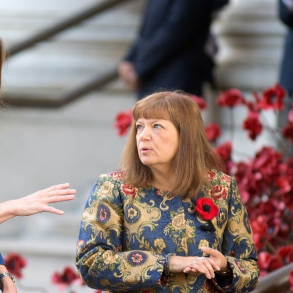 Kate Middleton, duchesse de Cambridge, visite l'Imperial War Museum à Londres pour consulter des lettres de famille datant de la Première guerre mondiale. Le 31 octobre 2018