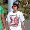 Exclusif - Justin Bieber joue au foot avec des amis à Los Angeles, le 20 octobre 2018.