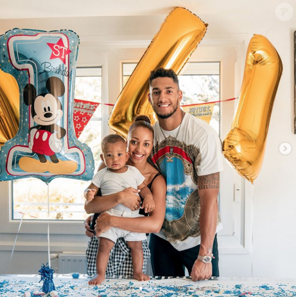 Tony Yoka et Estelle Mossely, photo Instagram pour le 1er anniversaire de leur fils Ali, publiée le 8 août 2018.