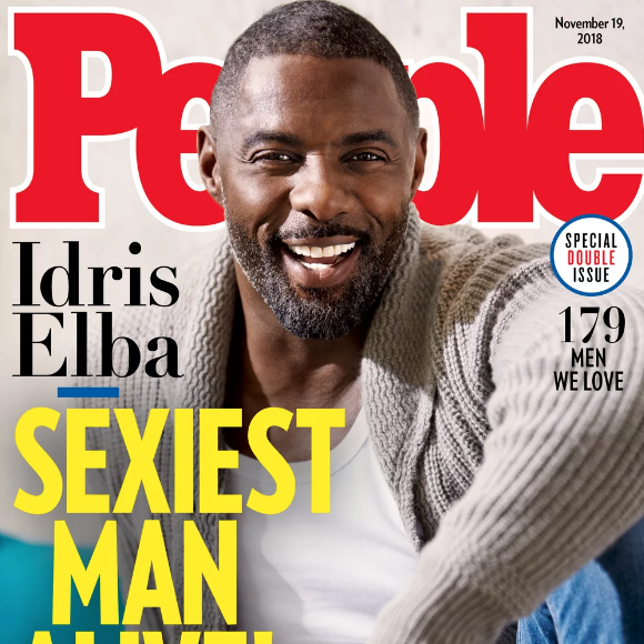 Idris Elba en couverture du magazine "People" qui vient de le sacrer "homme le plus sexy" de l'année 2018. Novembre 2018.
