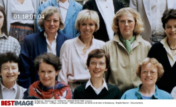Exclusif - Brigitte Macron au collège Lucie Berger en 1989 (professeur de lettres et de latin) à Strasbourg. Documentaire FR3 via Bestimage