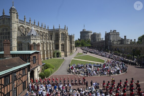 Ambiance au château de Windsor à la veille du mariage du prince Harry et de Meghan Markle le 18 mai 2018.