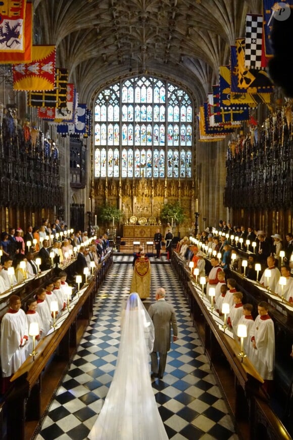 Le prince Charles, prince de Galles et Meghan Markle, duchesse de Sussex - Cérémonie de mariage du prince Harry et de Meghan Markle en la chapelle Saint-George au château de Windsor, Royaume Uni, le 19 mai 2018.