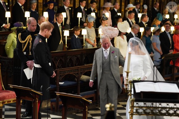 Le prince Charles, prince de Galles et Meghan Markle, duchesse de Sussex - Cérémonie de mariage du prince Harry et de Meghan Markle en la chapelle Saint-George au château de Windsor, Royaume Uni, le 19 mai 2018.