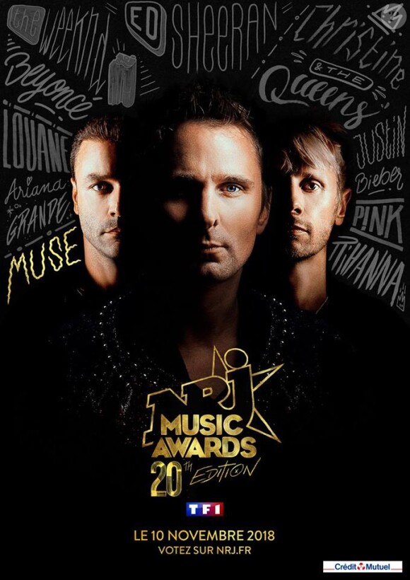 Muse sera présent aux NRJ Music Awards 2018, à Cannes, le 10 novembre 2018 sur TF1
