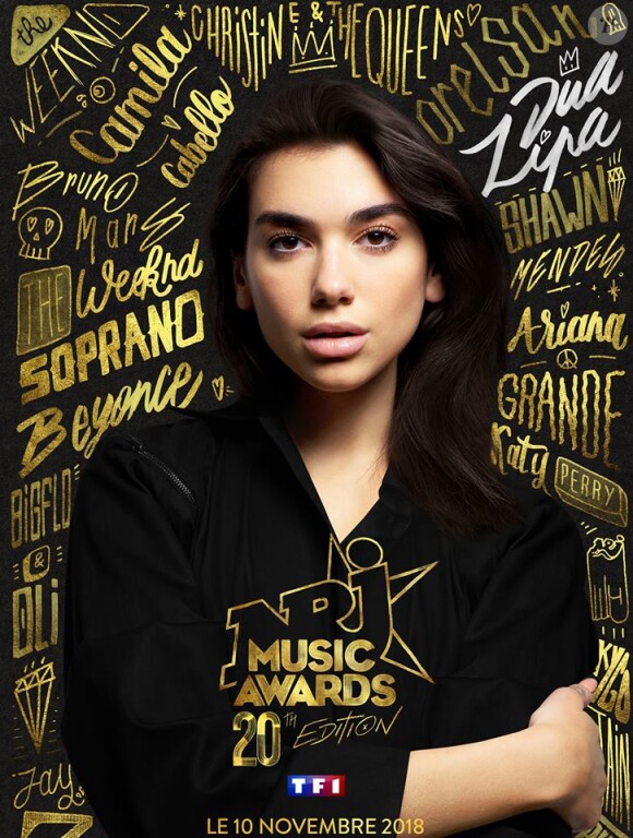 Dua Lipa sera présente aux NRJ Music Awards 2018, à Cannes, le 10 novembre 2018 sur TF1