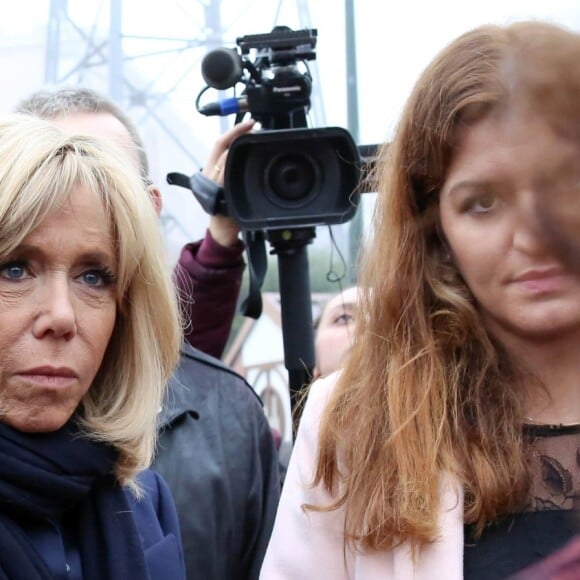 La première dame, Brigitte Macron, Jean-Michel Blanquer, ministre de l'éducation, Marlène Schiappa, secrétaire d'Etat, chargée de l'Egalité des femmes et des hommes se rendent au collège des petits ponts à Clamart, pour évoquer la lutte contre le harcèlement à l'école sous toutes ses formes à Clamart. Le 15 novembre 2018. © Stéphane Lemouton / Bestimage