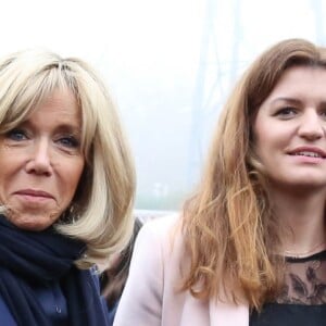 La première dame, Brigitte Macron, Jean-Michel Blanquer, ministre de l'éducation, Marlène Schiappa, secrétaire d'Etat, chargée de l'Egalité des femmes et des hommes se rendent au collège des petits ponts à Clamart, pour évoquer la lutte contre le harcèlement à l'école sous toutes ses formes à Clamart. Le 15 novembre 2018. © Stéphane Lemouton / Bestimage