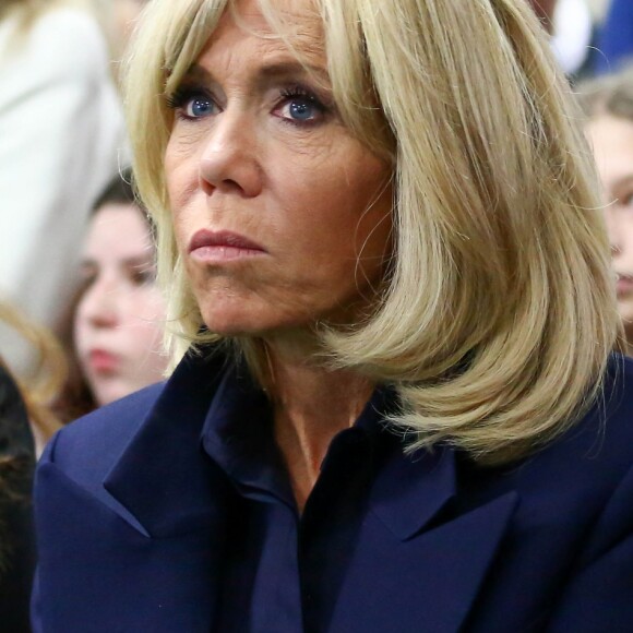 La première dame, Brigitte Macron, Jean-Michel Blanquer, ministre de l'éducation, Marlène Schiappa, secrétaire d'Etat, chargée de l'Egalité des femmes et des hommes se rendent au collège des petits ponts à Clamart, pour évoquer la lutte contre le harcèlement à l'école sous toutes ses formes à Clamart. Le 15 novembre 2018. © Stéphane Lemouton / Bestimage