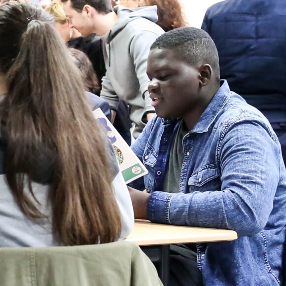 La première dame, Brigitte Macron, Jean-Michel Blanquer, ministre de l'éducation, Marlène Schiappa, secrétaire d'Etat, chargée de l'Egalité des femmes et des hommes se rendent au collège des petits ponts à Clamart, pour évoquer la lutte contre le harcèlement à l'école sous toutes ses formes à Clamart. Le 15 novembre 2018. © Stéphane Lemouton / Bestimage