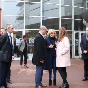 La première dame, Brigitte Macron, Jean-Michel Blanquer, ministre de l'éducation, Marlène Schiappa, secrétaire d'Etat, chargée de l'Egalité des femmes et des hommes se rendent au collège des petits ponts à Clamart, pour évoquer la lutte contre le harcèlement à l'école sous toutes ses formes à Clamart. Le 15 novembre 2018. © Stéphane Lemouton / Bestimage