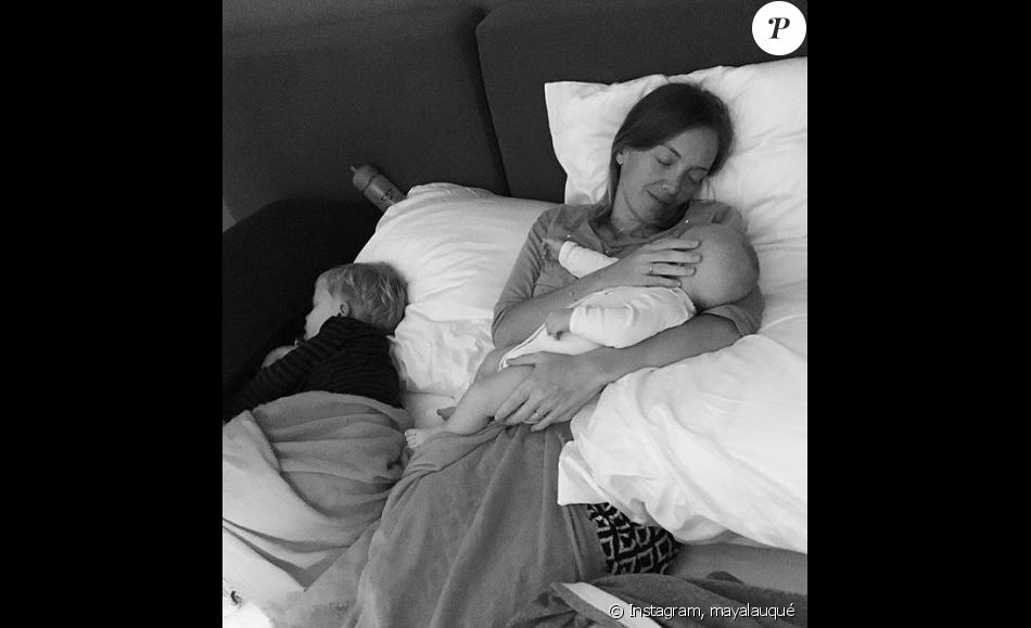 Maya Lauqué et ses deux enfants, Instagram, 31 octobre 2018