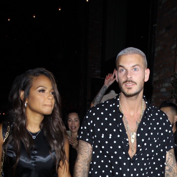 M. Pokora (Matt Pokora) et sa compagne Christina Milian fêtent leurs anniversaires respectifs avec leurs amis au restaurant "Beauty & Essex" à Los Angeles le 26 septembre 2017.