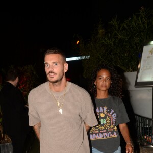 Exclusif - No web - No blog - Matt Pokora (M. Pokora) et sa compagne Christina Milian à la sortie du VIP Room à Saint-Tropez, le 17 août 2018. © Rachid Bellak/Bestimage