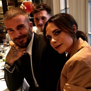 David, Victoria et Brooklyn Beckham. Septembre 2018.