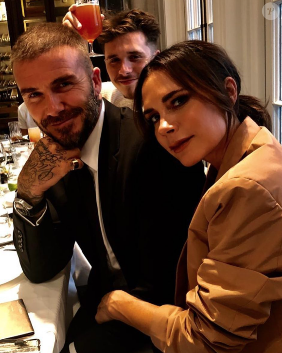 David, Victoria et Brooklyn Beckham. Septembre 2018.