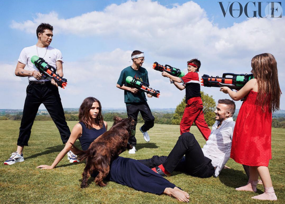 Les Beckham dans le magazine Vogue. Numéro d'octobre 2018.
