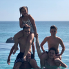 David Beckham et ses quatre enfants. Août 2018.