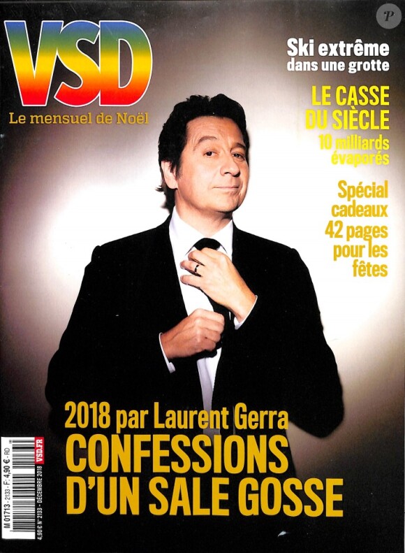 Laurent Gerra en couverture de "VSD", numéro du mensuel de Noël, décembre 2018.